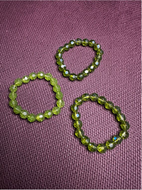 Green Beaded Bracelets, Set of 3